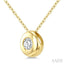 Round Shape Bezel Set Bubble Diamond Pendant