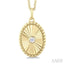 Oval Shape Fluted Medallion Diamond Pendant