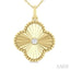 Clover Fluted Medallion Diamond Fashion Pendant