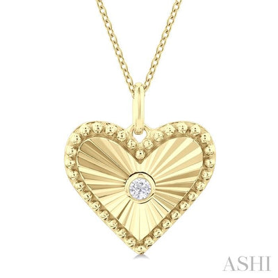 Heart Shape Fluted Medallion Diamond Pendant