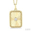 Rectangular Shape Fluted Medallion Diamond Pendant