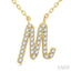 Script 'M' Initial Diamond Pendant