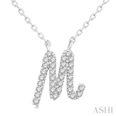 Script 'M' Initial Diamond Pendant