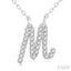 Script 'M' Initial Diamond Pendant