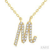 Script 'M' Initial Diamond Pendant