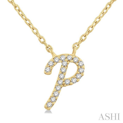 Script 'P' Initial Diamond Pendant