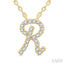 Script 'R' Initial Diamond Pendant