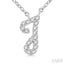 Script 'J' Initial Diamond Pendant