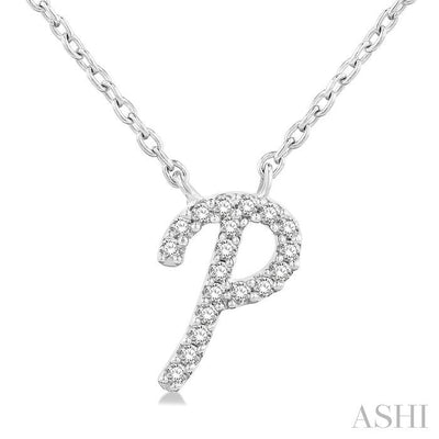 Script 'P' Initial Diamond Pendant