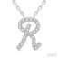 Script 'R' Initial Diamond Pendant