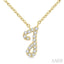 Script 'J' Initial Diamond Pendant