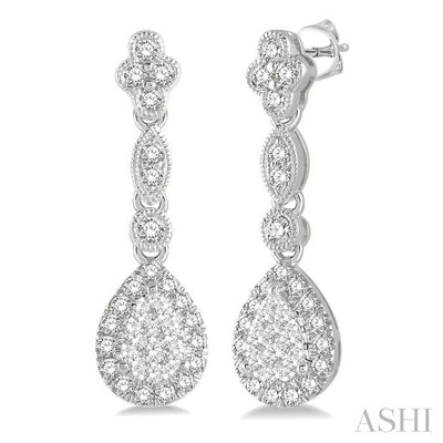 Pear Shape Halo Lovebright Diamond Earrings
