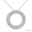 Circle Ribbed Diamond Pendant