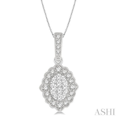 Oval Shape Halo Lovebright Diamond Pendant