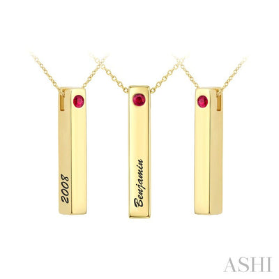 '2008, Benjamin' Gemstone Engraved Bar Name Pendant