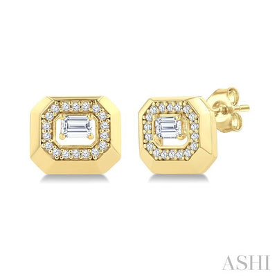 Emerald Shape Diamond Fashion Earrings