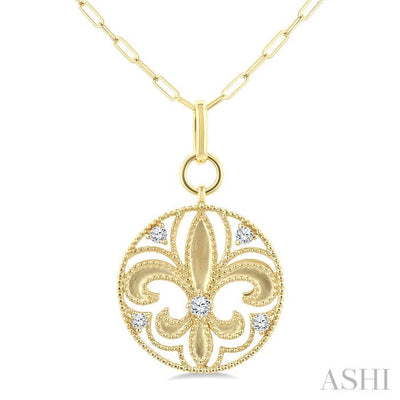 Fleur De Lis Medallion Diamond Fashion Pendant