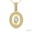 Oval Shape Art Deco Diamond Fashion Pendant