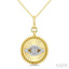 Evil Eye Fluted Medallion Diamond Fashion Pendant
