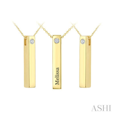 'Melissa' Diamond Engraved Bar Name Pendant
