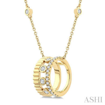 Golden Glow Bezel Layered Diamond Fashion Pendant