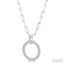Pave-Set Circle Paperclip Diamond Fashion Pendant