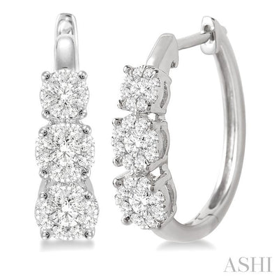 Round Shape Past Present & Future Lovebright Essential Diamond Hoop Earrings