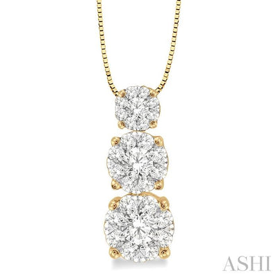 Round Shape Past Present & Future Lovebright Essential Diamond Pendant