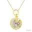 Crescent Moon & Star Charm Fluted Diamond Fashion Pendant