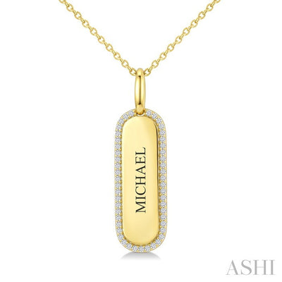 'Michael' Diamond Engraved Tag Name Pendant