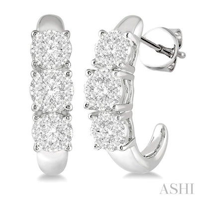 Round Shape Past Present & Future Lovebright Essential Diamond Half Hoop Earrings