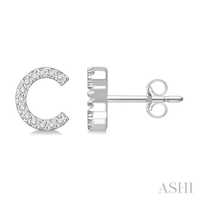 Block 'C' Initial Diamond Earrings