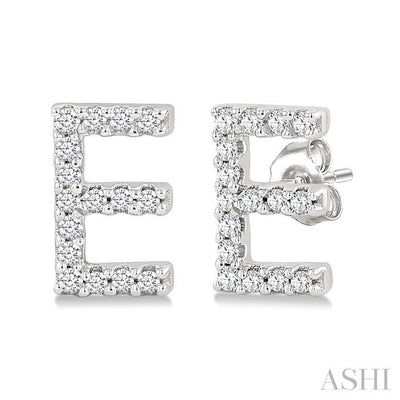 Block 'E' Initial Diamond Earrings