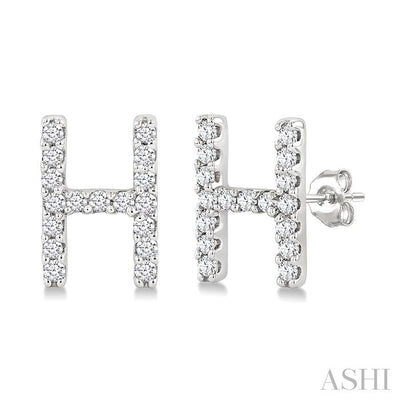 Block 'H' Initial Diamond Earrings