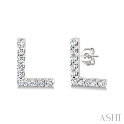 Block 'L' Initial Diamond Earrings