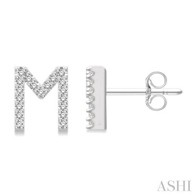 Block 'M' Initial Diamond Earrings