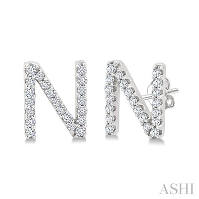 Block 'N' Initial Diamond Earrings