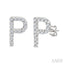 Block 'P' Initial Diamond Earrings