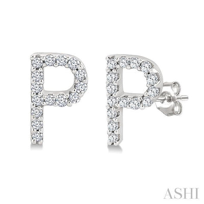 Block 'P' Initial Diamond Earrings
