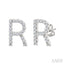 Block 'R' Initial Diamond Earrings