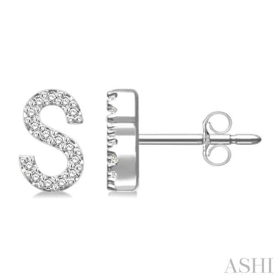 Block 'S' Initial Diamond Earrings