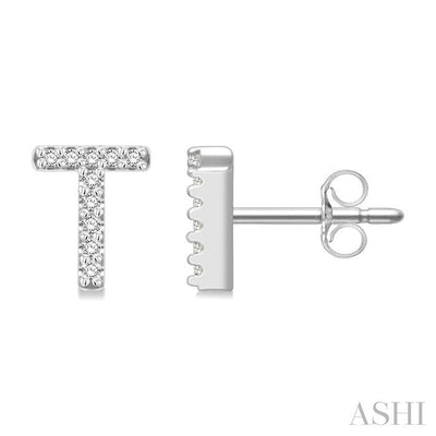 Block 'T' Initial Diamond Earrings
