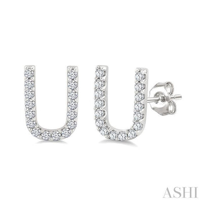 Block 'U' Initial Diamond Earrings