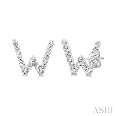 Block 'W' Initial Diamond Earrings