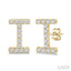 Block 'I' Initial Diamond Earrings