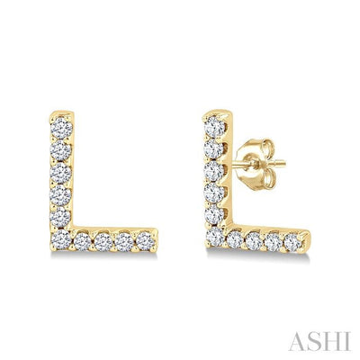 Block 'L' Initial Diamond Earrings