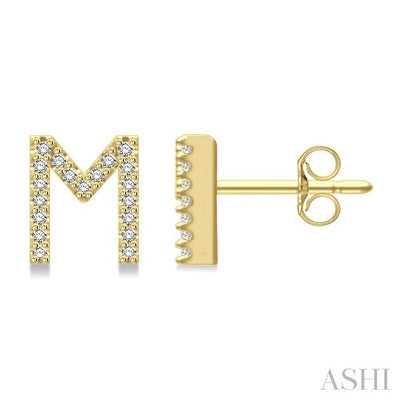 Block 'M' Initial Diamond Earrings