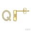Block 'Q' Initial Diamond Earrings