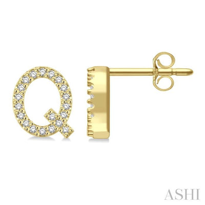 Block 'Q' Initial Diamond Earrings