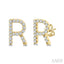 Block 'R' Initial Diamond Earrings
